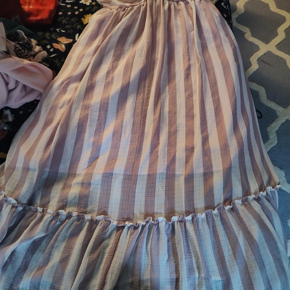 "Florida Princess"-Pink and White Striped Maxi Dress With Convertible Straps